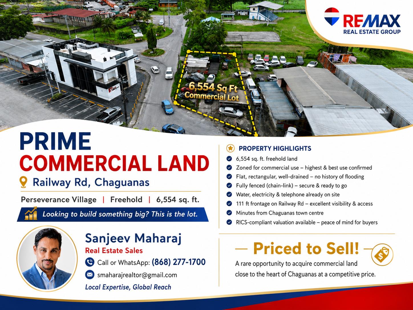 6,554 Sq Ft Freehold Commercial Development Site — Railway Road, Chaguanas — photo 1