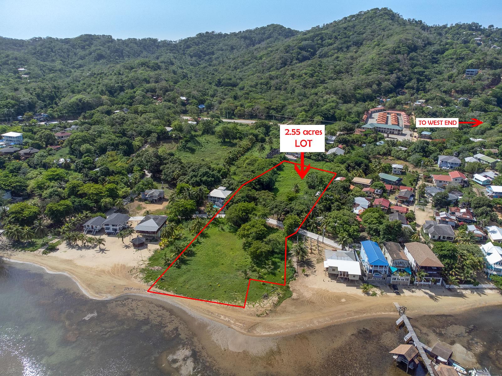 2.55 Acres Beachfront Land for Sale, Sandy Bay, Roatan — photo 2