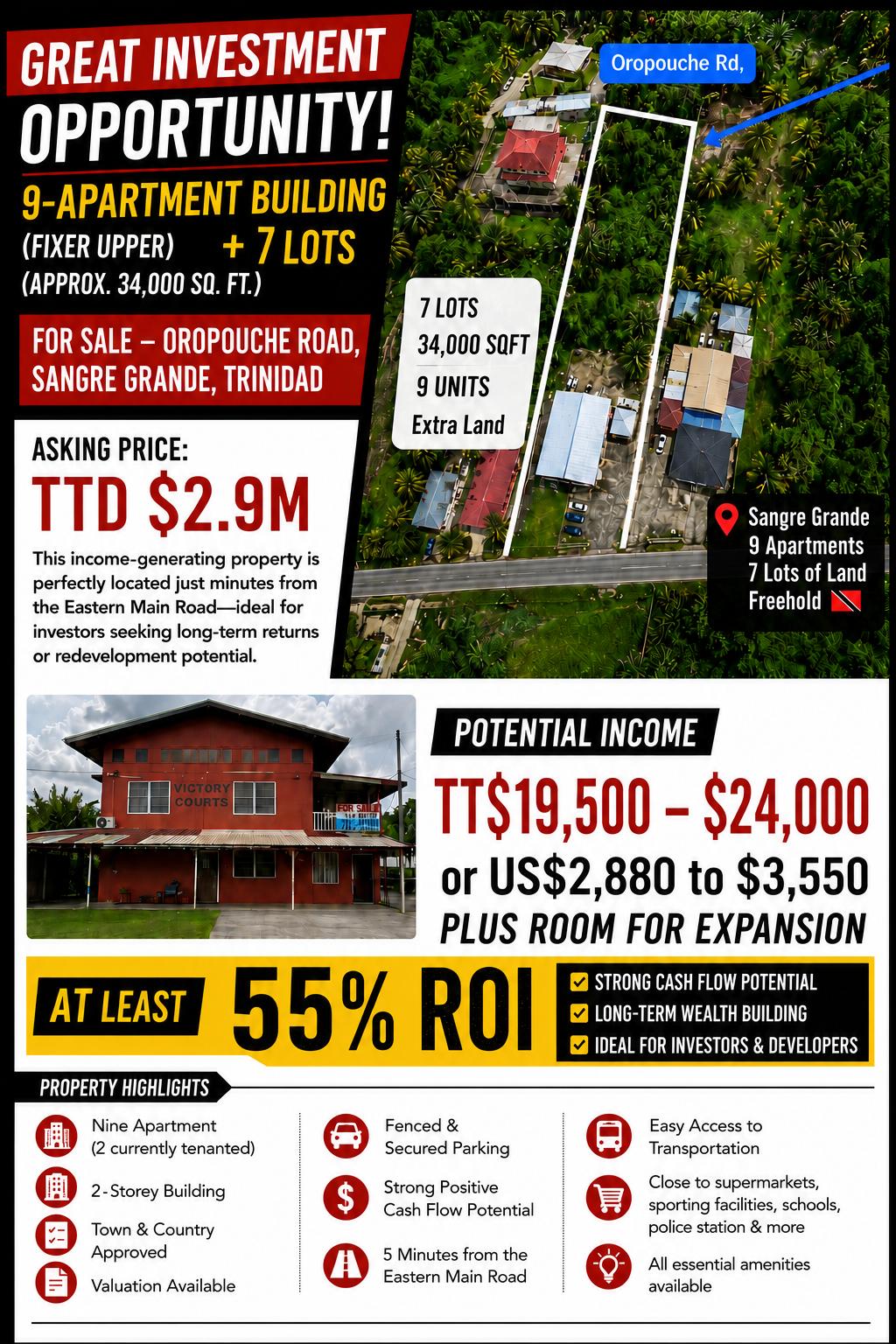 9 Apartment Building & 7 Lots for Sale - Sangre Grande, Trinidad — photo 1