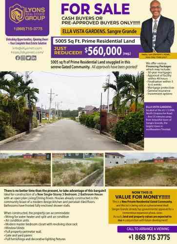 Residential Land for Sale in Sangre Grande, Trinidad — photo 1